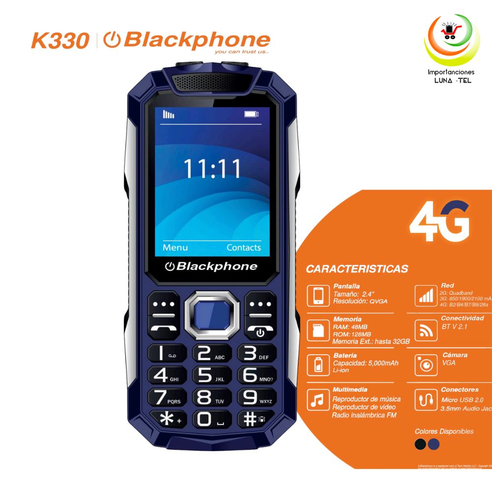 CELULAR BASICO BLACKPHONE K330 4G DUAL SIM - NEGRO