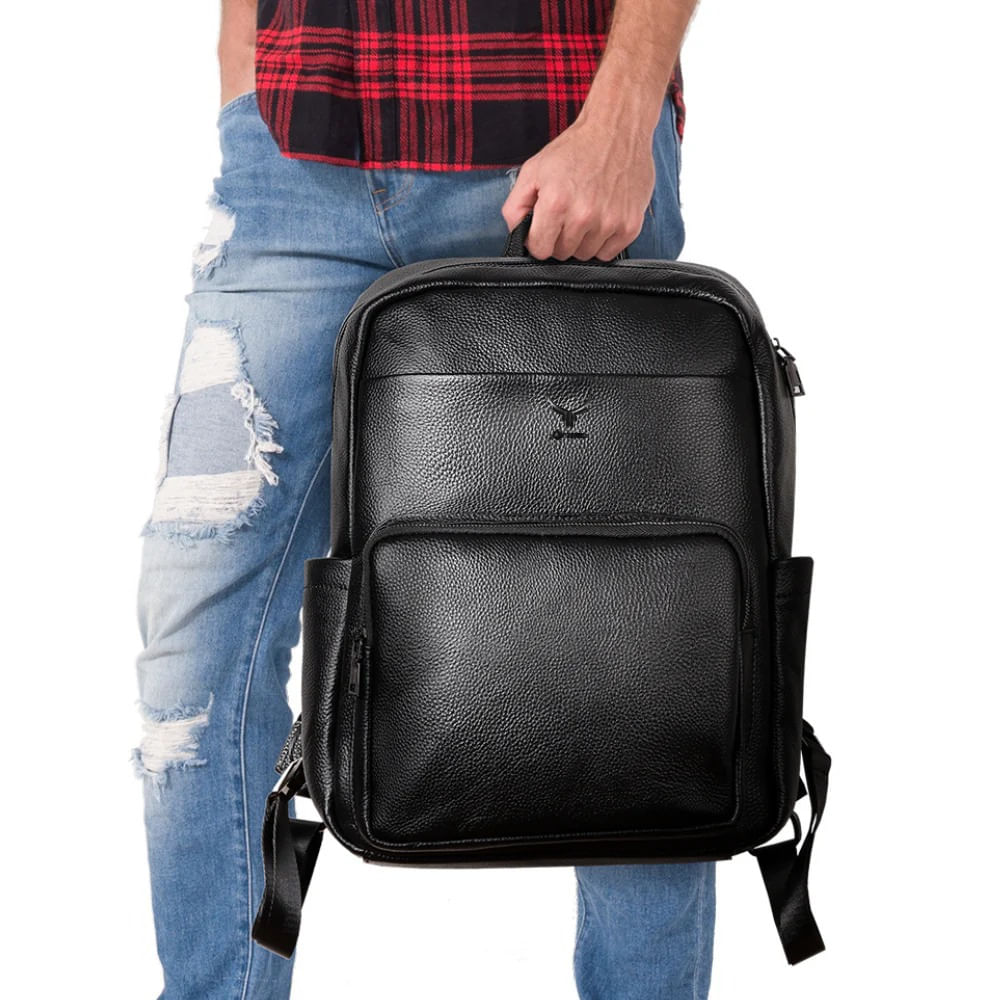 Mochila De Cuero Vacuno CHRONOS MH658 Laptop 13.6