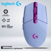 MOUSE GAMER LOGITECH G305 LIGHTSPEED SENSOR HERO 12K CON 6 BOTONES LILA