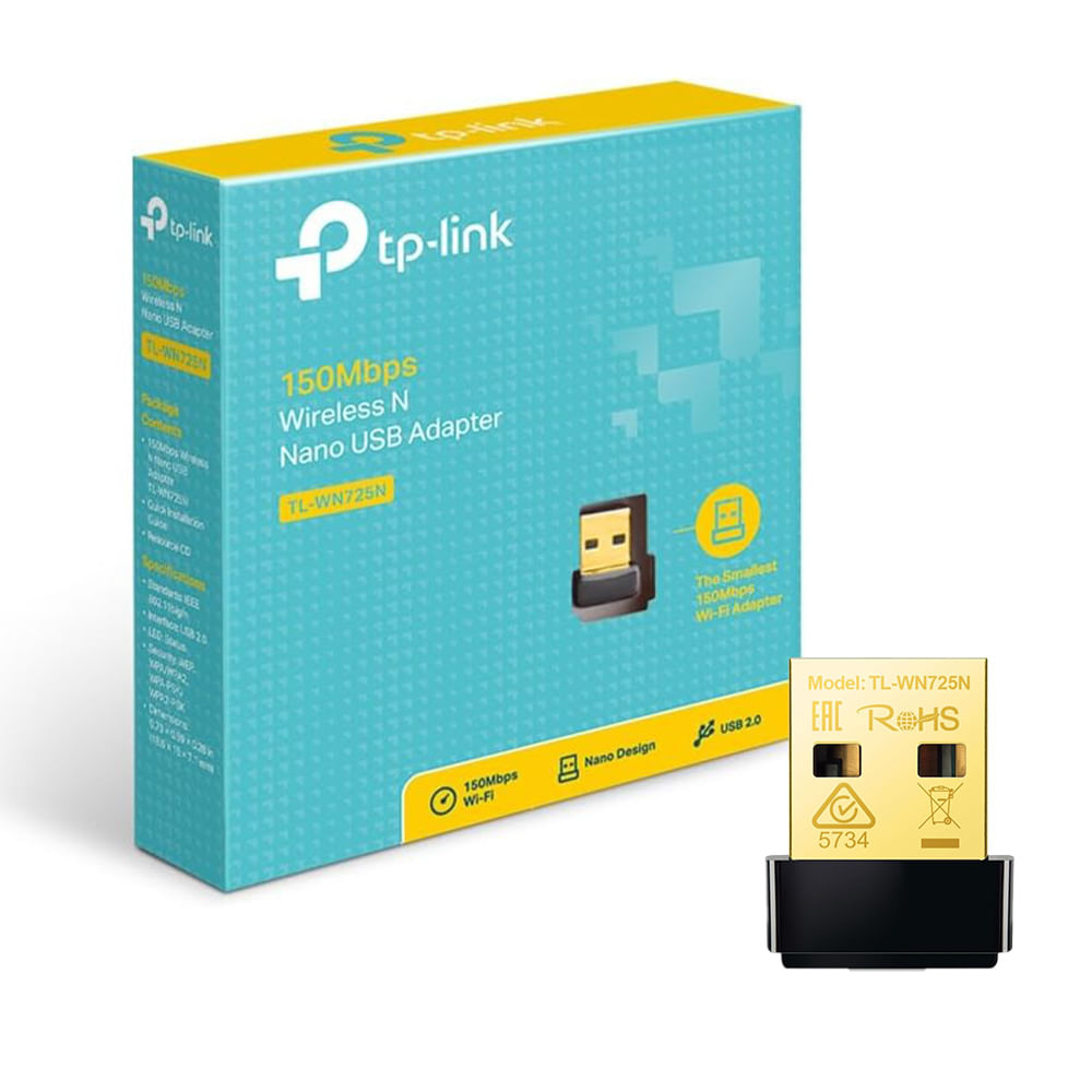 Adaptador USB WiFi TP-Link TL-WN725N Nano N150 150 Mbps 2.4 GHz USB 2.0