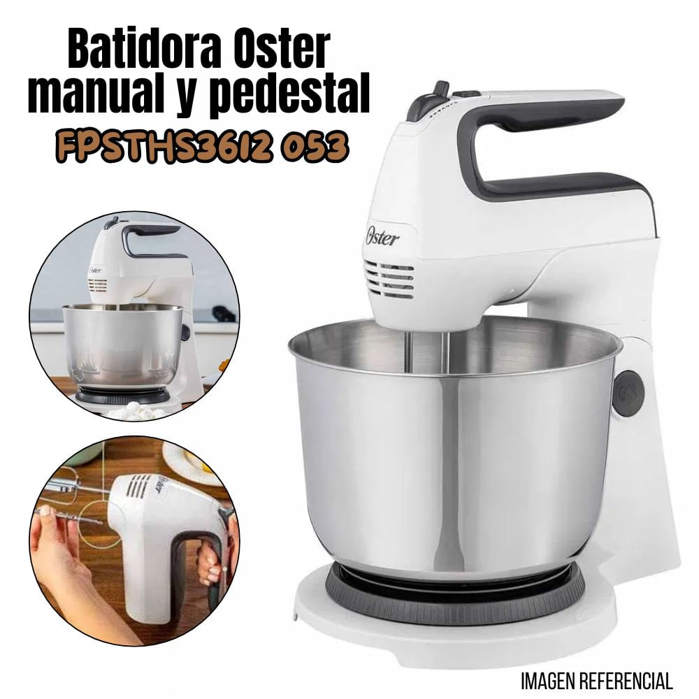 Batidora Oster de mano y pedestal con Tazon de Acero - FPSTHS3612
