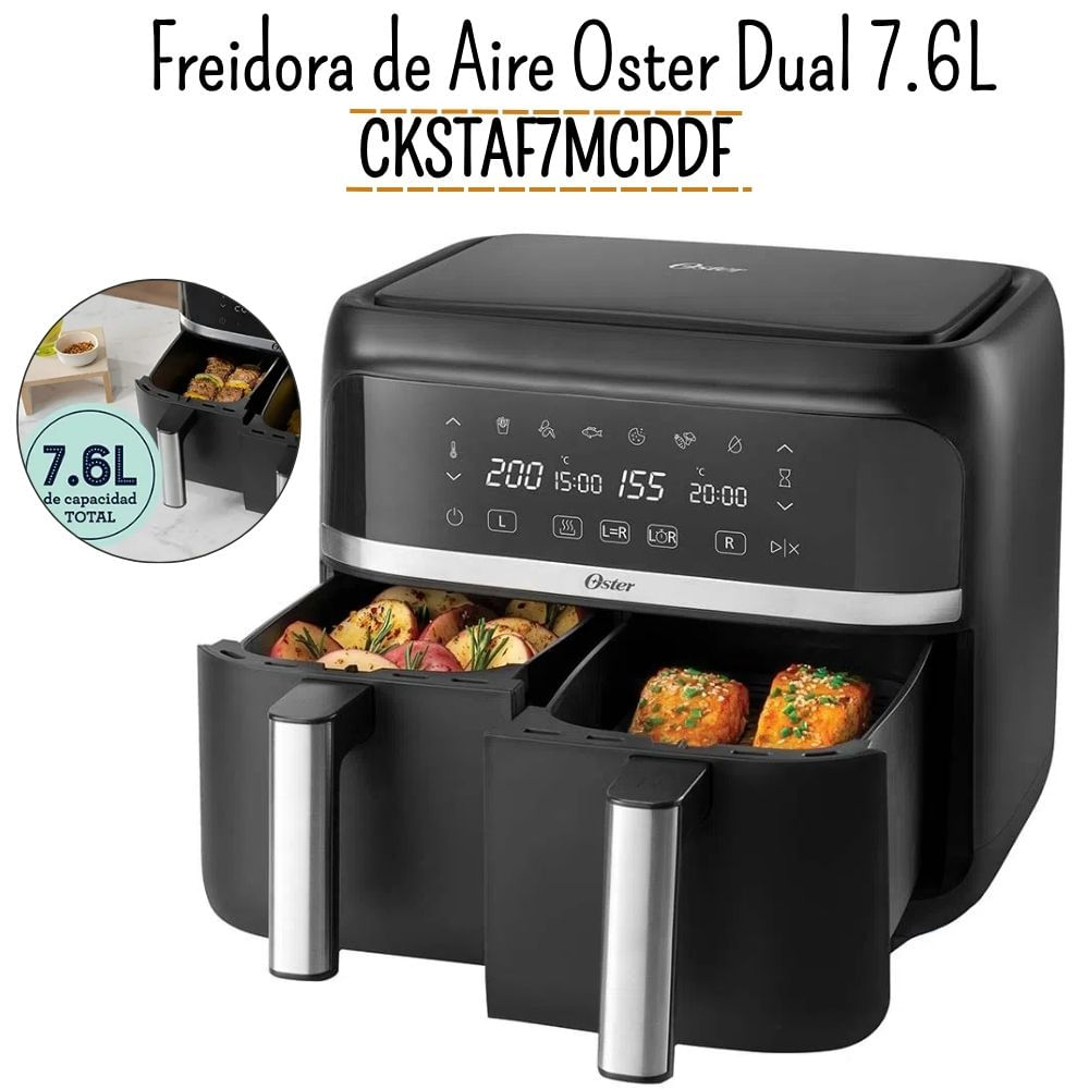 FREIDORA DE AIRE DUAL OSTER 7.6 LITROS - CKSTAF7MCDDF 053