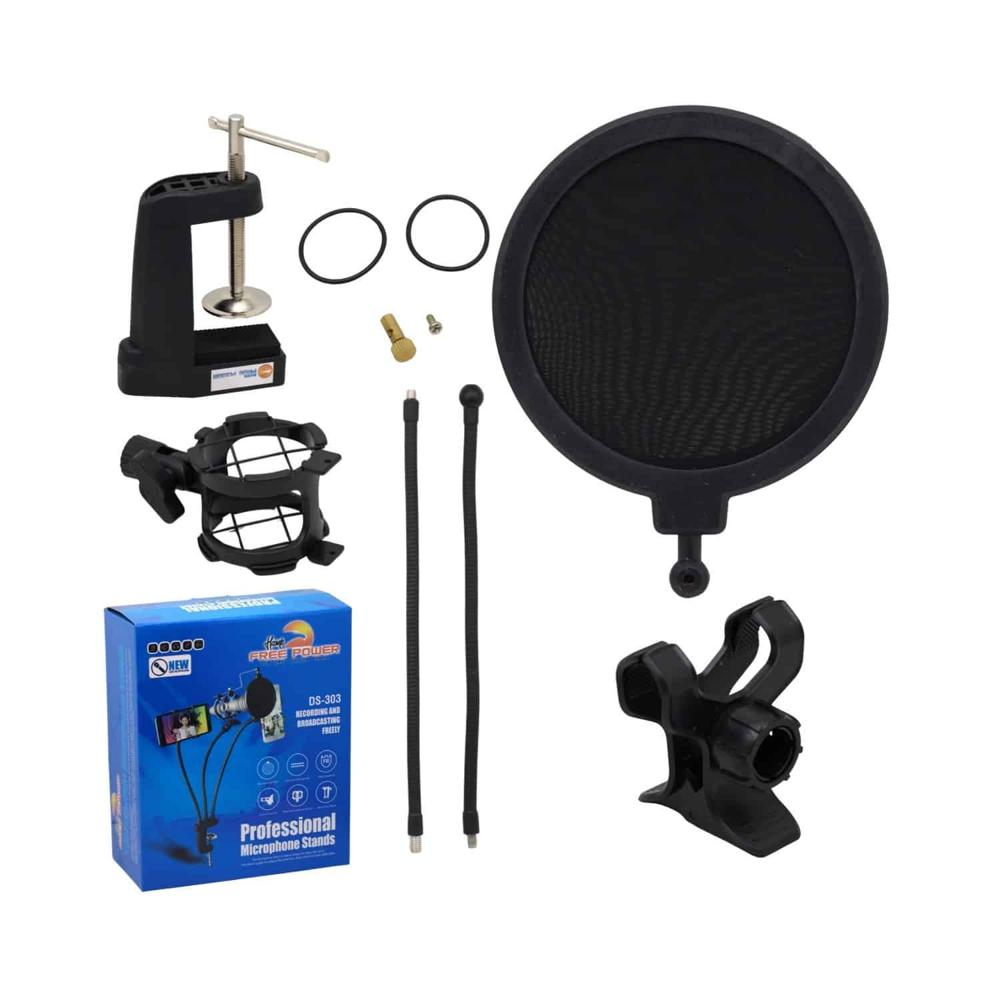 Soporte para Micrófono con Antipop y Soporte para Celular DS-302 FREE POWER