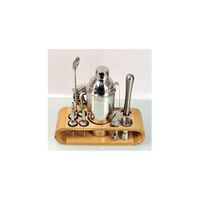 Set de Bar de 12 Piezas de Acero Inoxidable con Base de Bambu