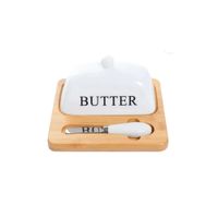 Mantequillero de Porcelana y Bambu con Cuchillo