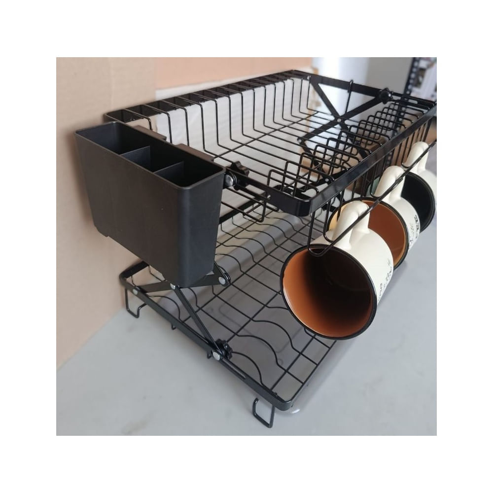 Escurridor de Platos Expandible de 2 Niveles Negro