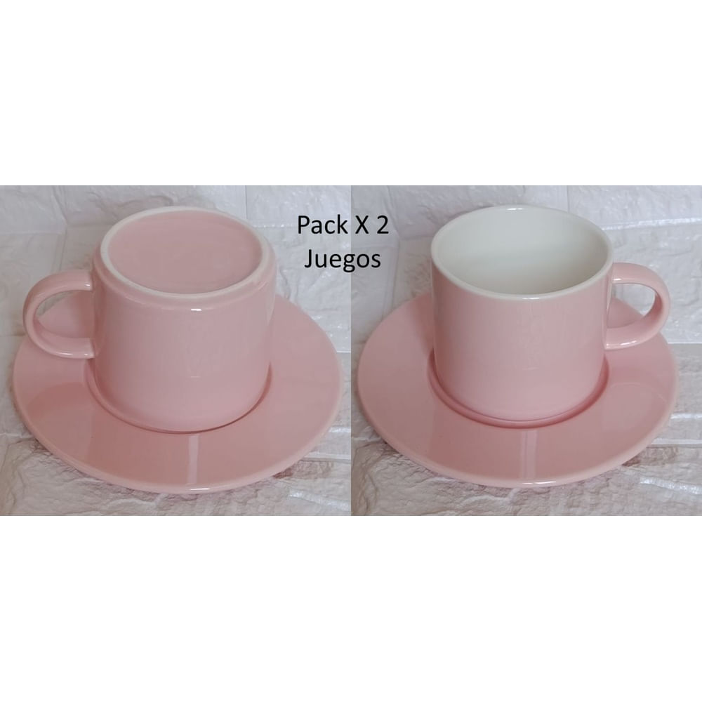 Pack x 2 Taza para Cafe Color Rosa de 200 ml