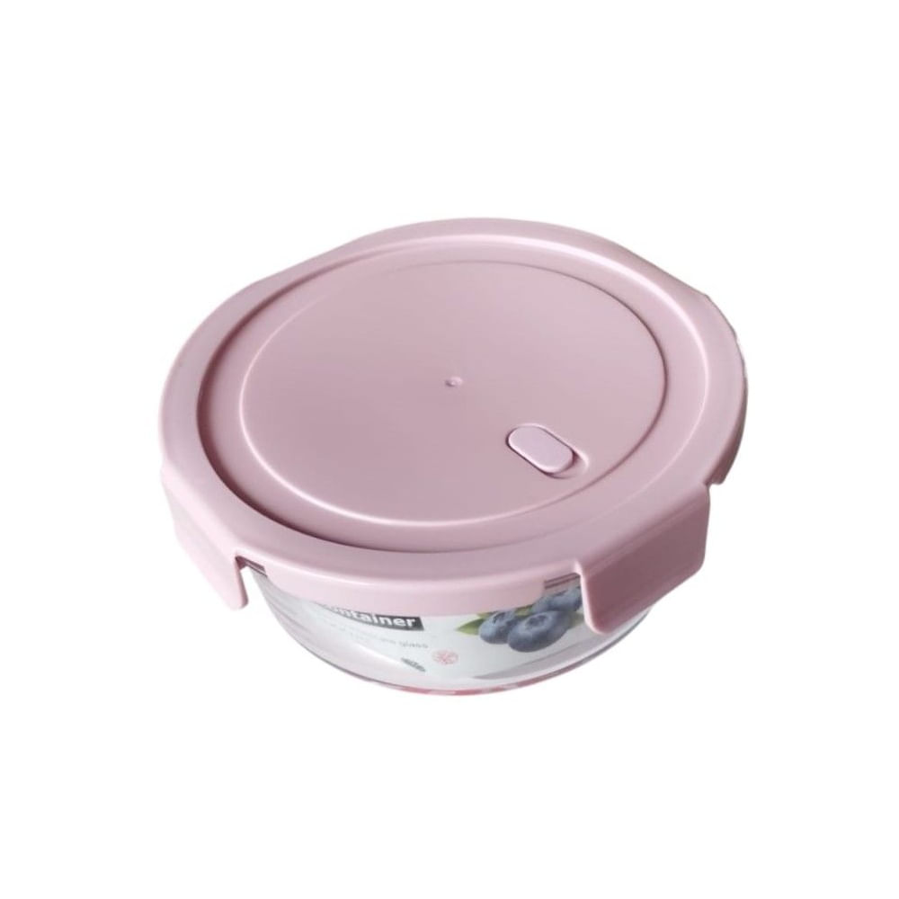 Recipiente de vidrio Redondo de 1 L Color RosaPalido