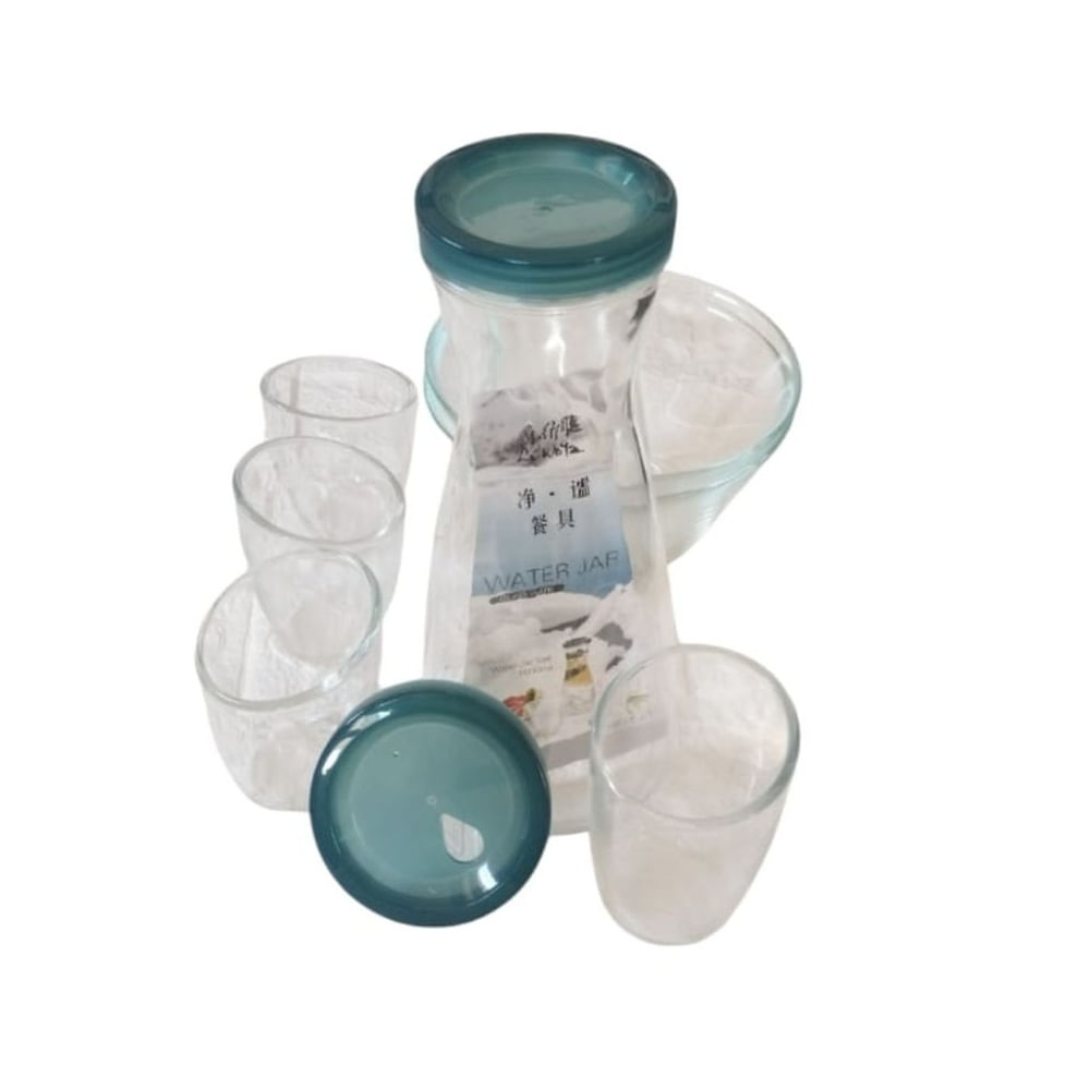 Set x 7 Jarra con 4 vasos y 2 bowls de vidrio