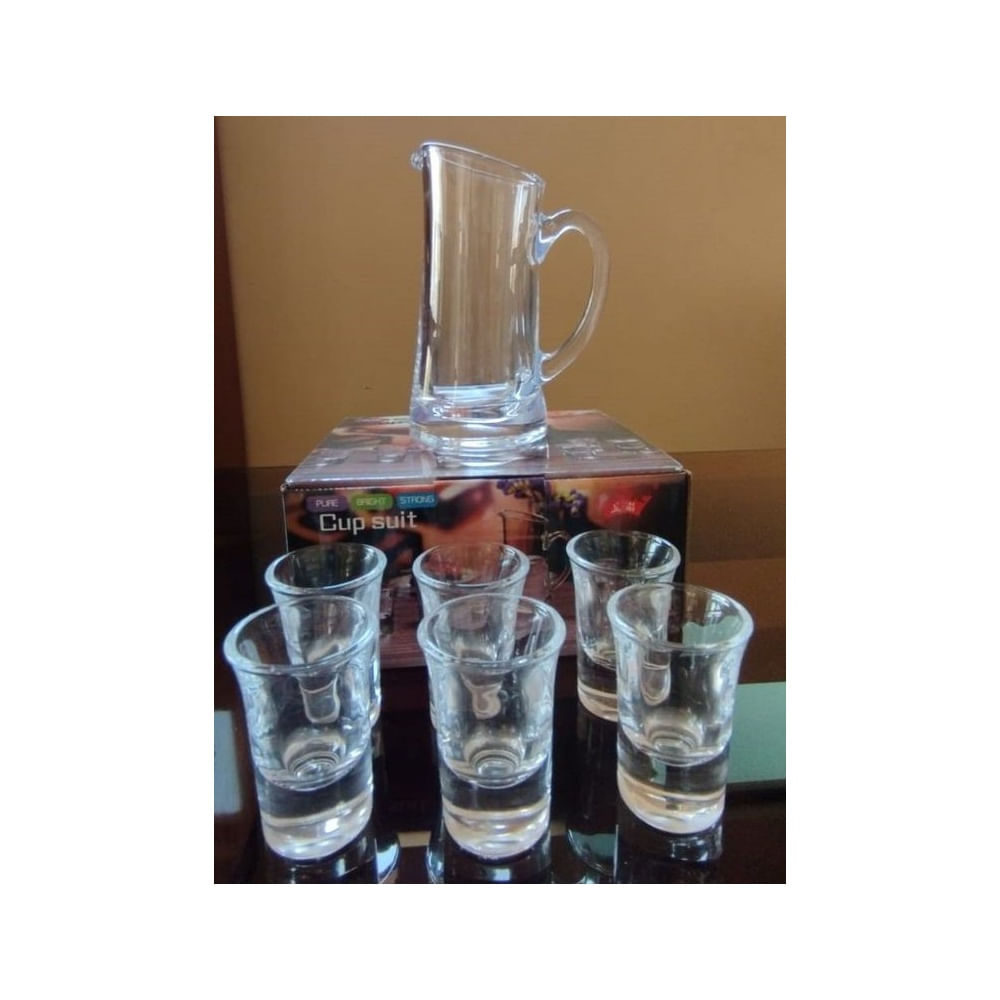 Juego X 7 Piezas de mini vasos y jarra para tragos