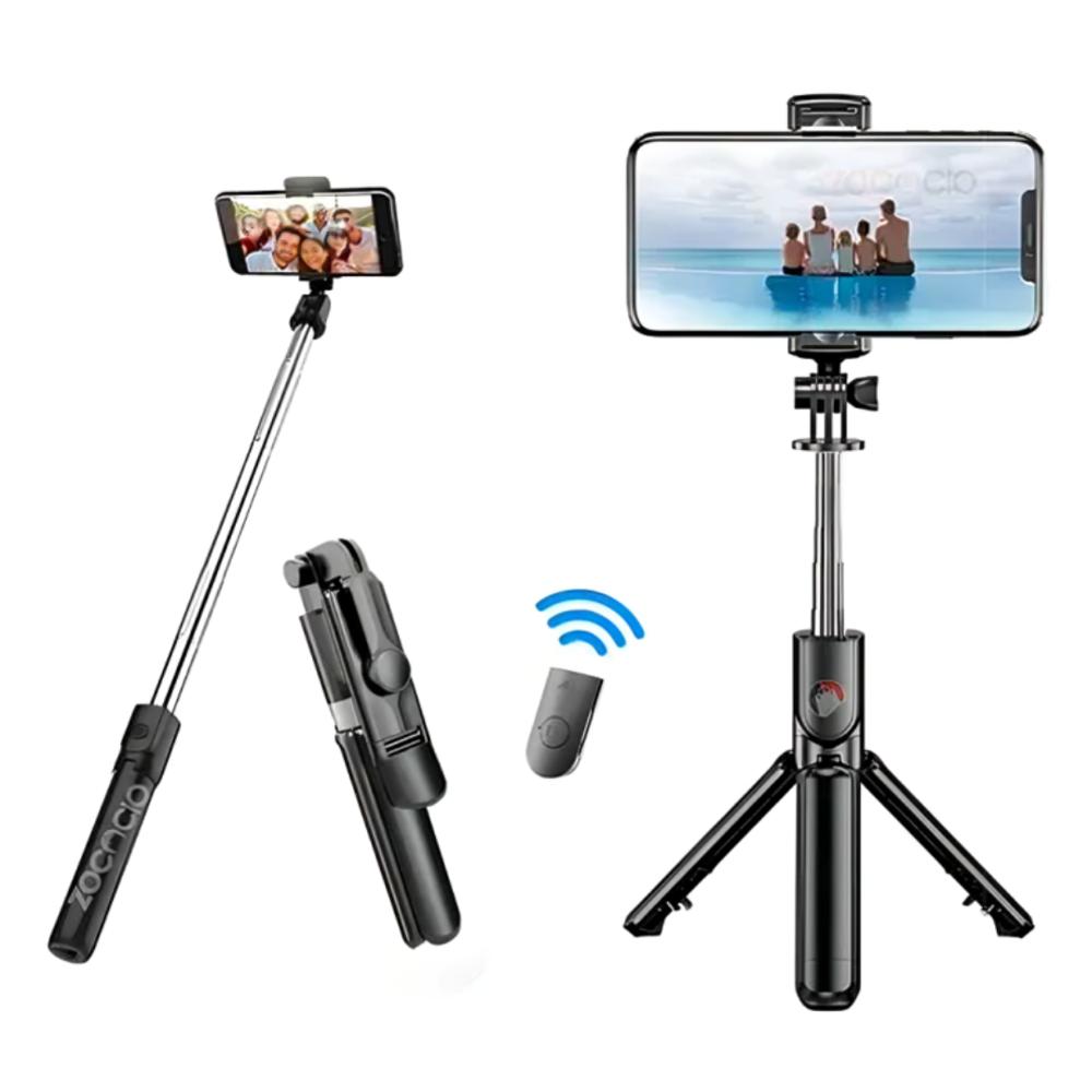 Palo Selfie Trípode Bluetooth Bossney Aluminio Negro