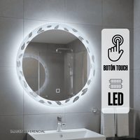 Espejo LED Circular Zaga Plumas Transparente 59x59 cm
