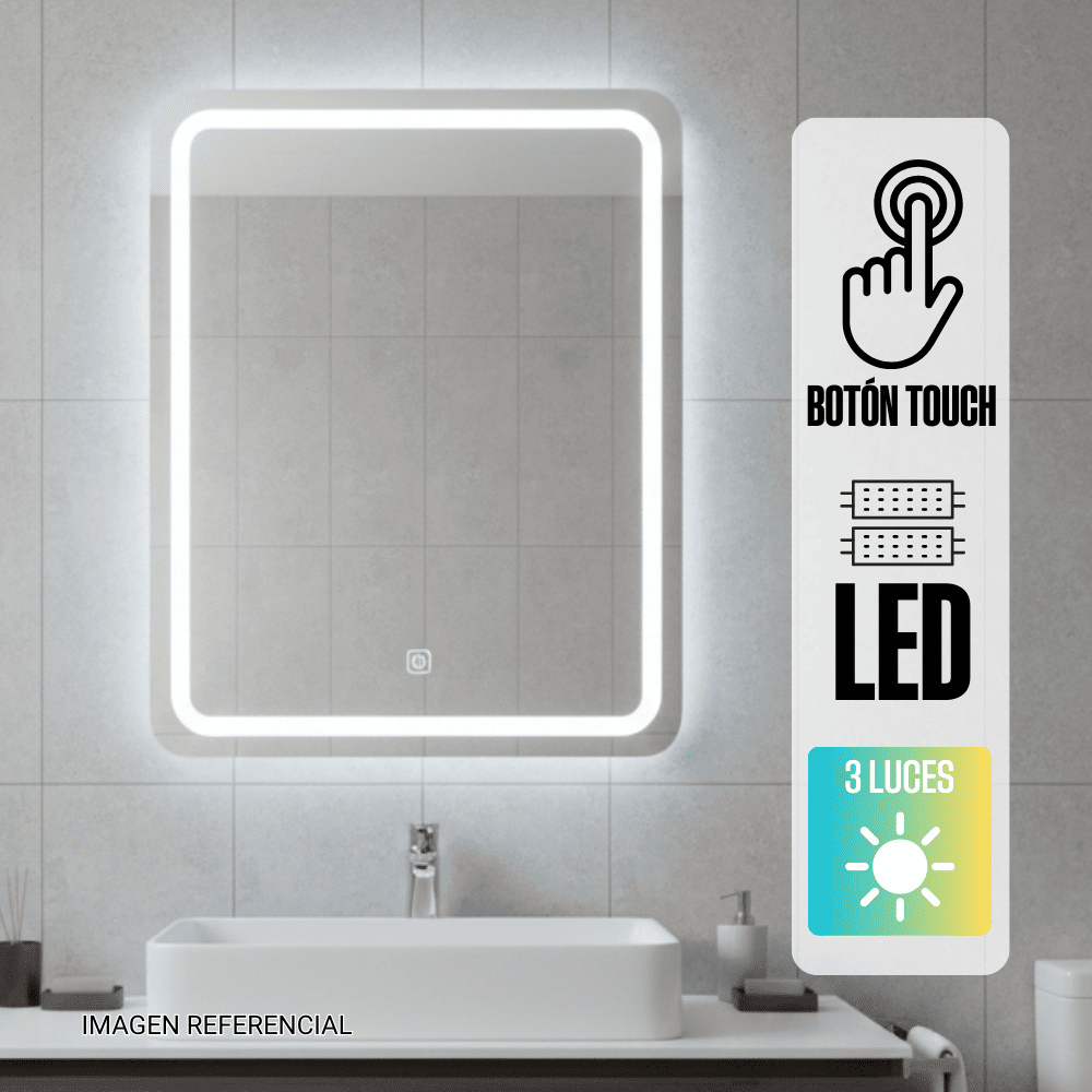 Espejo LED Vertical Orange 60x80cm Biselado 3 Colores