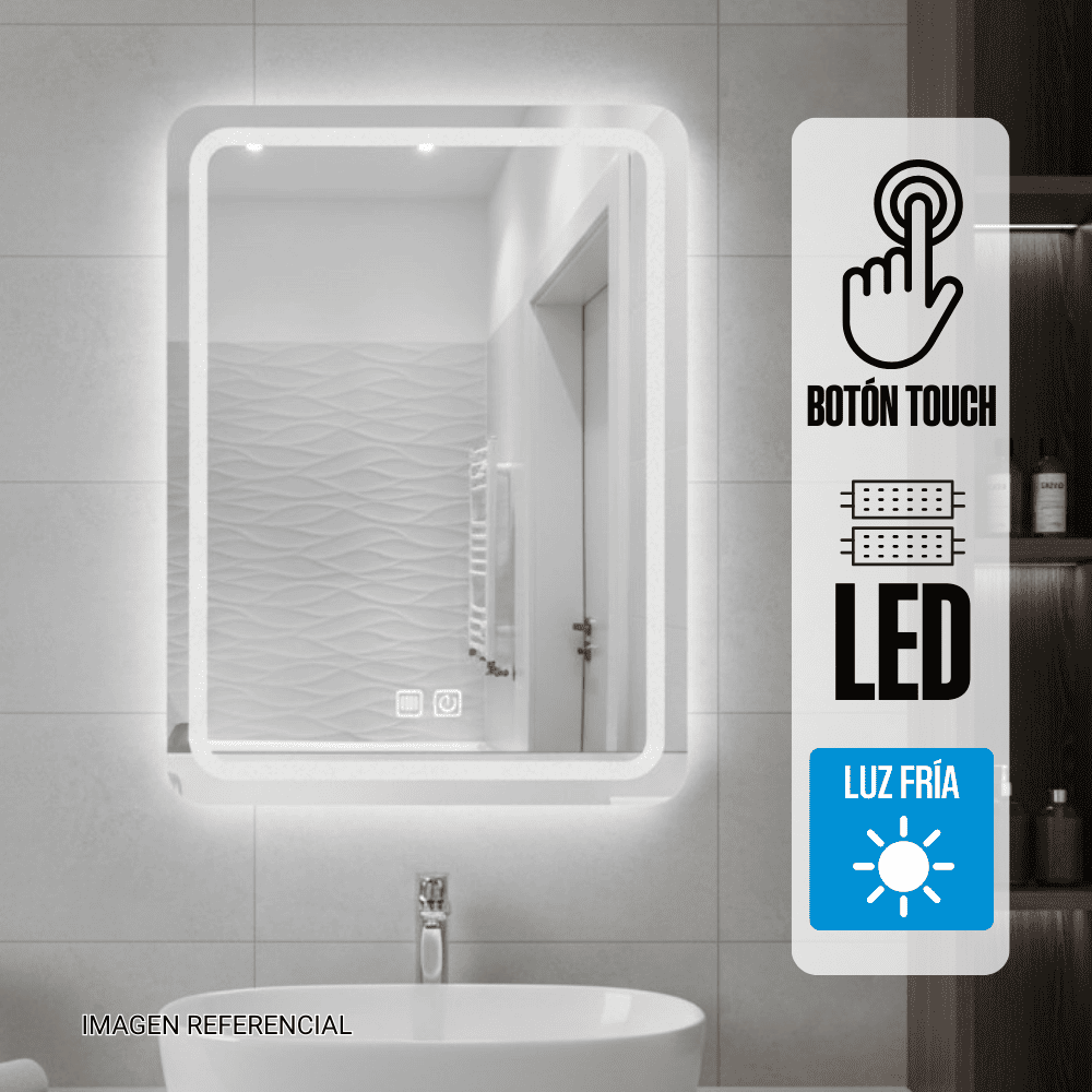 Espejo LED Antiempaño Orange Vertical 60x80cm Biselado Luz Blanca