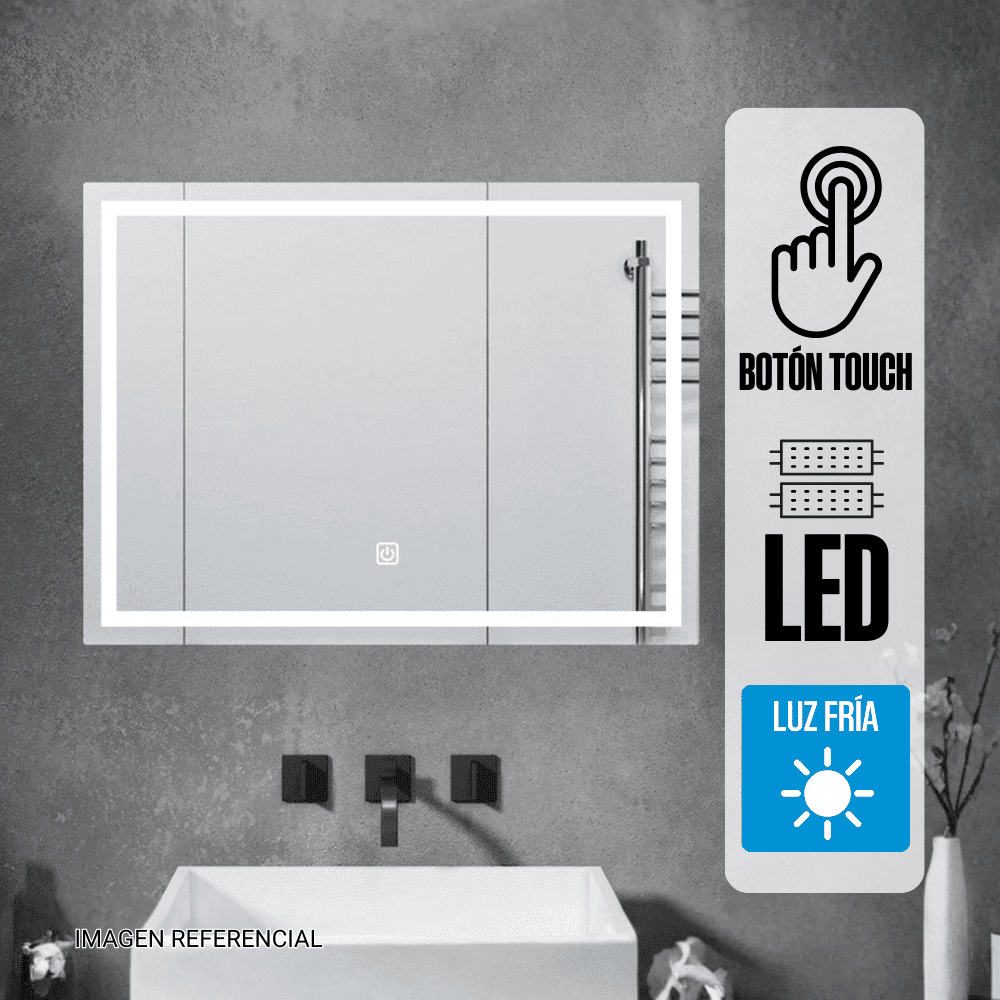 Espejo LED Orange Horizontal 80x60cm 4mm Luz en Marco Blanca