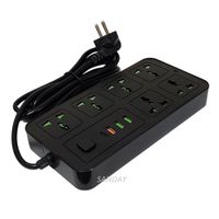 EXTENSION DE CORRIENTE PARA OFICINA HOGAR INTERIORES 6 ENTRADAS 4 USB 3 METROS NEGRO SANDAY