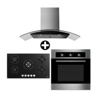 COMBO Cocina encimera Praga 87cm + Campana decorativa Praia 90cm + Horno a gas 70 litros