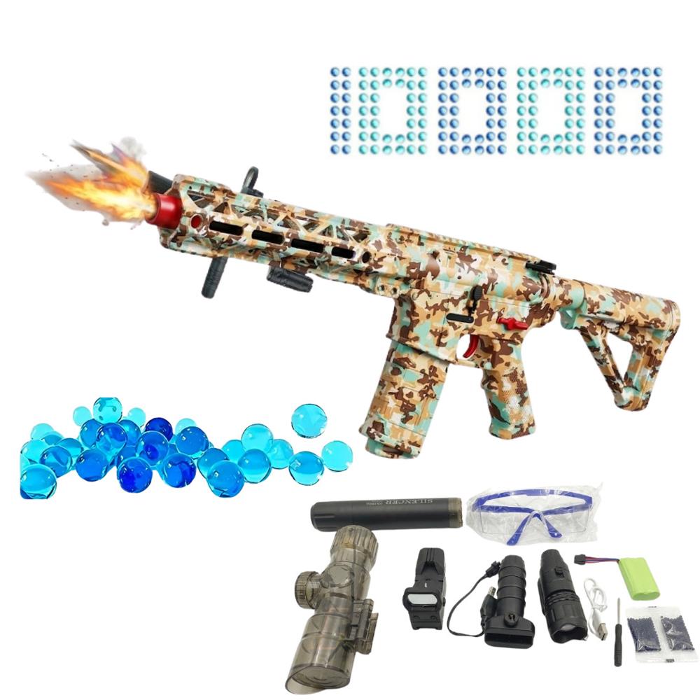 PISTOLA AR RIFLE DE ASALTO JUGUETE PARA NIÑOS Y ADULTOS ACCESORIOS LENTES LANZADOR DE HIDROGEL