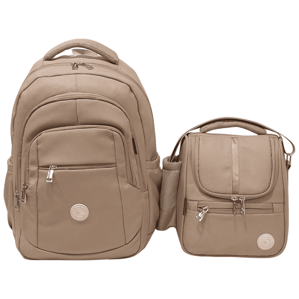 KIT ESCOLAR MOCHILA PIERO Y LONCHERA PRADO - BEIGE