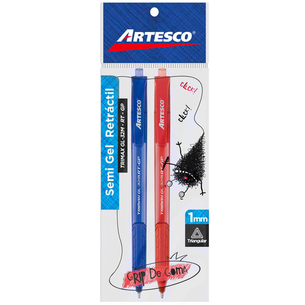 Bolígrafo ARTESCO Trimax GL-32M RT-GP Blister 2un Bolígrafo ARTESCO Trimax GL-32M RT-GP Blister 2un