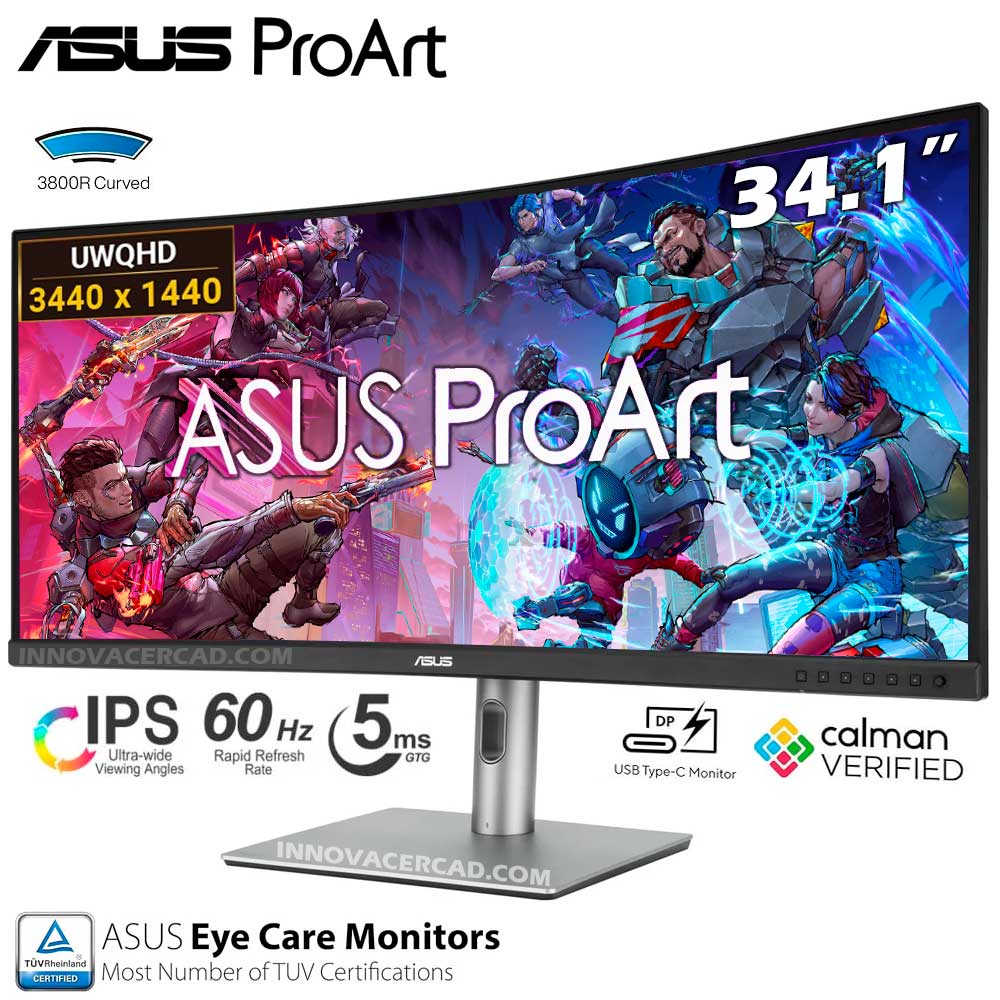 MONITOR ASUS PROART PA34VCNV CURVO IPS 3440 -1440 DisplayPort HDMI WQHD 60Hz 5ms
