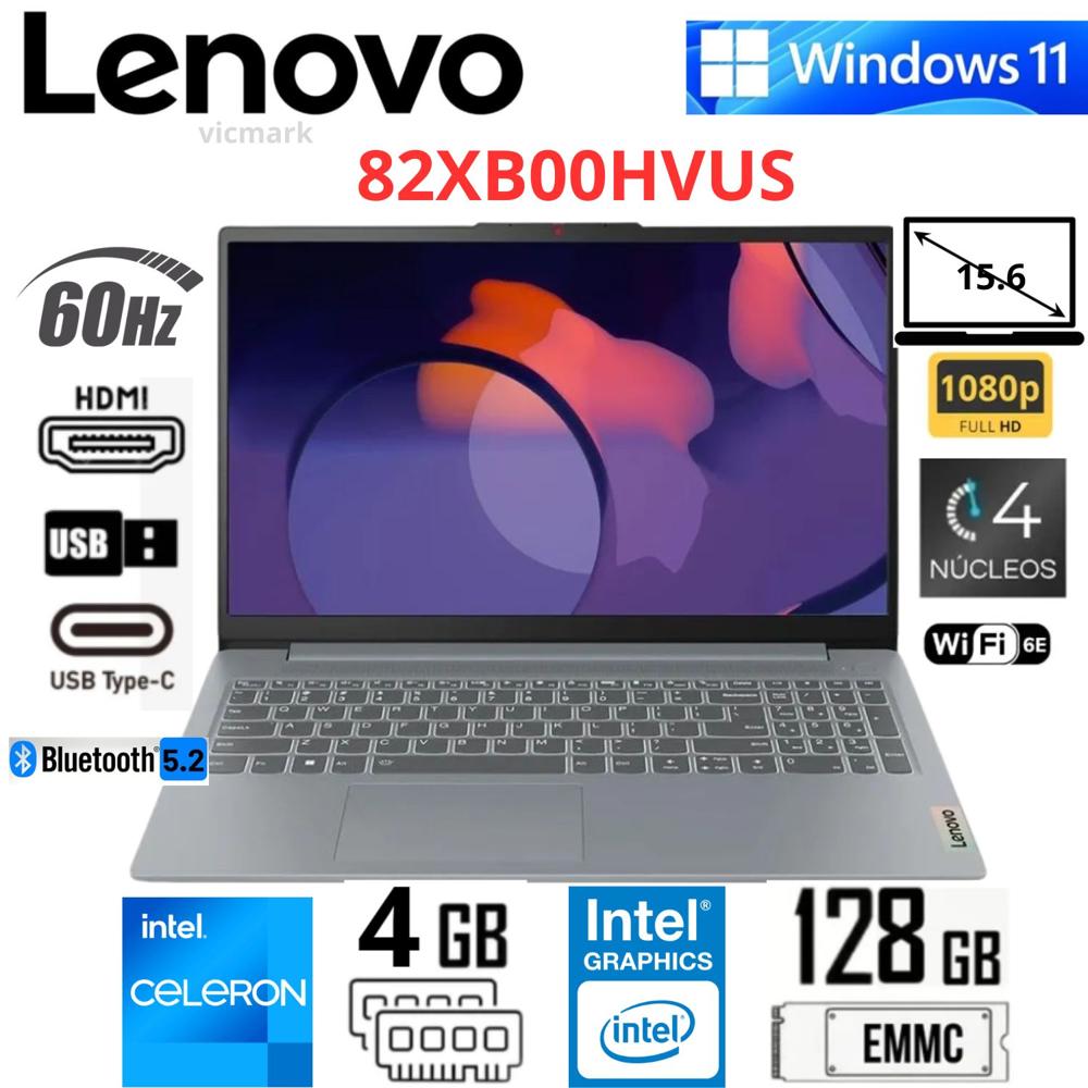 Lenovo IdeaPad Slim 3 15IAN8 15.6 FHD Intel N100 4 núcleos 4GB 128GB Intel UHD Graphics Windows 11