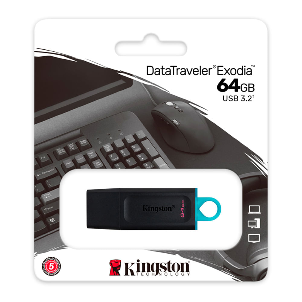 Memoria USB Kingston Exodia 64GB USB 3.2 Flash Drive Negro DTX64GB