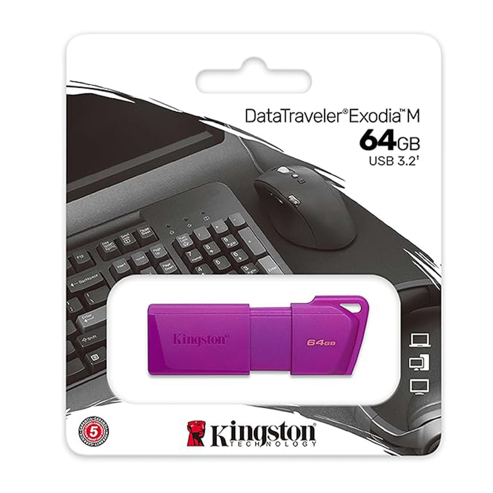 Memoria USB Kingston DataTraveler Exodia M 64GB USB 3.2 Gen 1 Morado Neon Purple