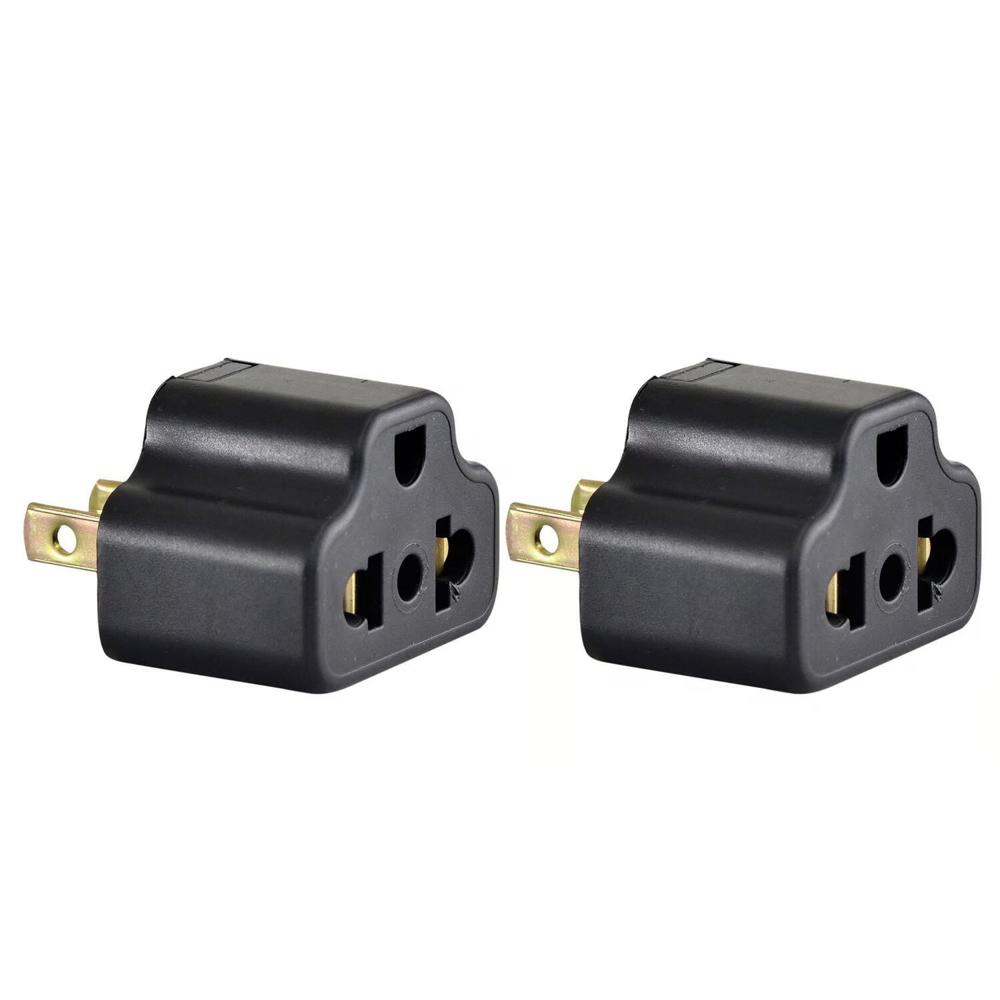 ADAPTADOR UNIVERSAL PLANO 16A 250V NEGRO PVC X 2 UNID
