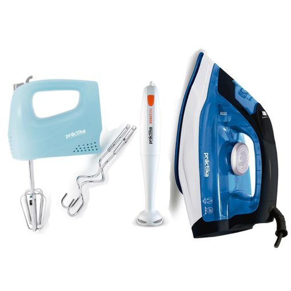 Batidora Robot + Batidora de Mano + Plancha a Vapor Practika