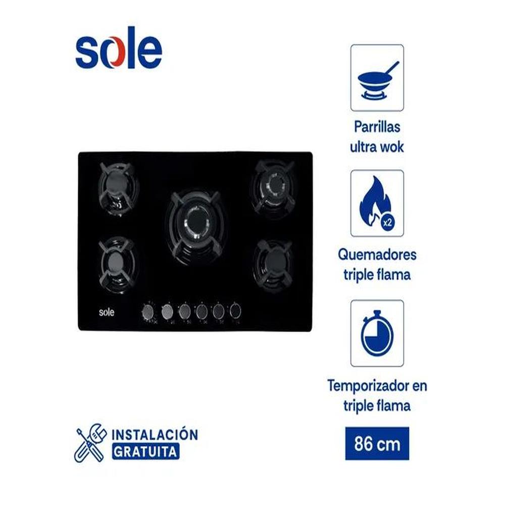 Cocina Empotrable GLP/GN Sole SOLCO059 5 hornillas.