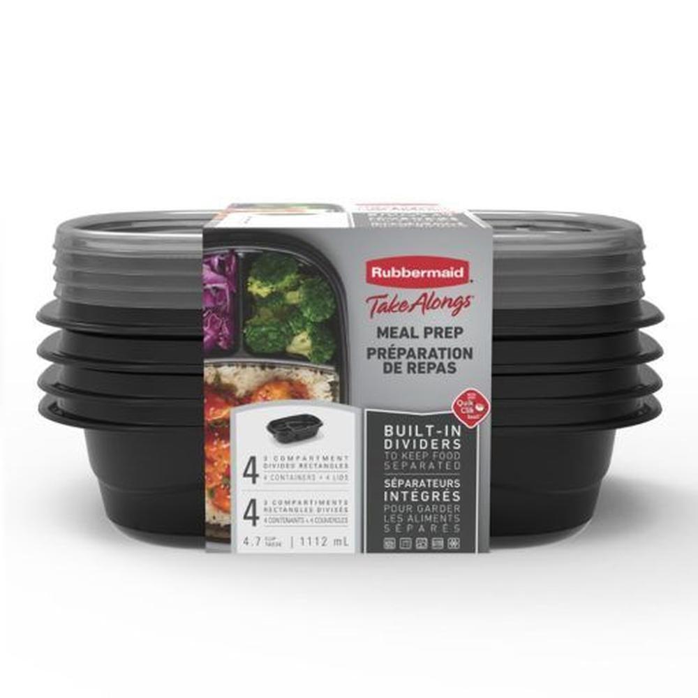 4 Recipientes con division para Alimentos 1112ml Rubbermaid 2127152