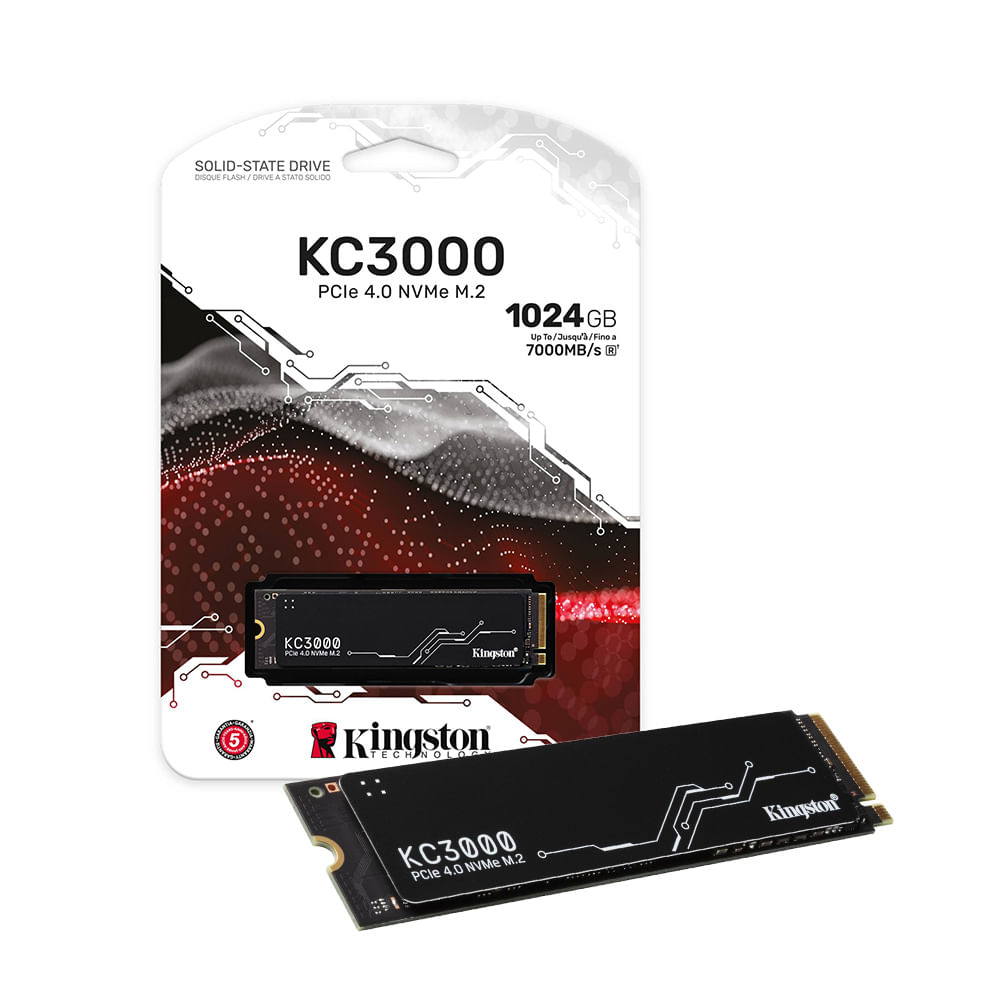 SSD Kingston KC3000 1TB NVMe PCIe 4.0 M.2 2280 Alto Rendimiento SKC3000S-1024G