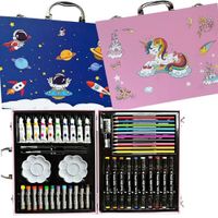 Set de Arte 48 Piezas Maleta con Pinturas y Acuarelas Rosa