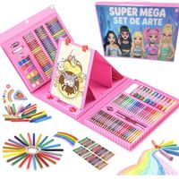 Set de Arte 208 Piezas Pinturas y Acuarelas para Pintar Fucsia
