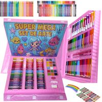 Set de Arte 208 Piezas Pinturas y Acuarelas para Pintar Rosa