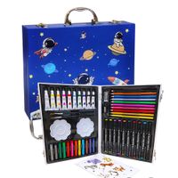 Set de Arte 48 Piezas Maleta con Pinturas y Acuarelas Azul