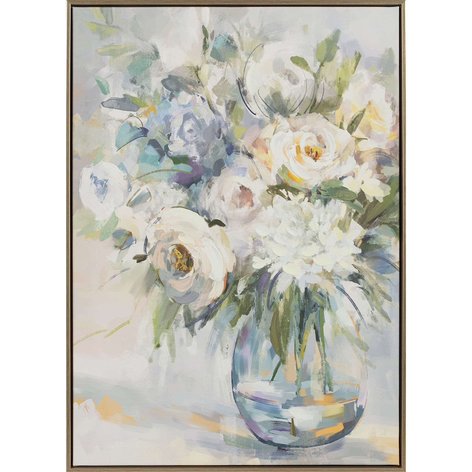 Cuadro Flores Bln Azul Con Handpaint 50x70cm