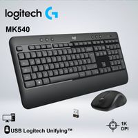 TECLADO - MOUSE LOGITECH MK540 WIRELESS USB SP BLACK