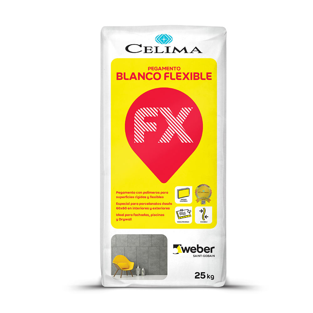 Pegamento Flexible Blanco Celima Weber 25kg