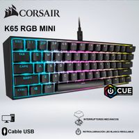 TECLADO GAMER CORSAIR K65 RGB MINI 60 PORCIENTO SWITCHES CHERRY MX SPEED