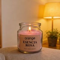 Vela Perfumada de Cera Orange Modelo Perfumada 65G con Tapa Rosa