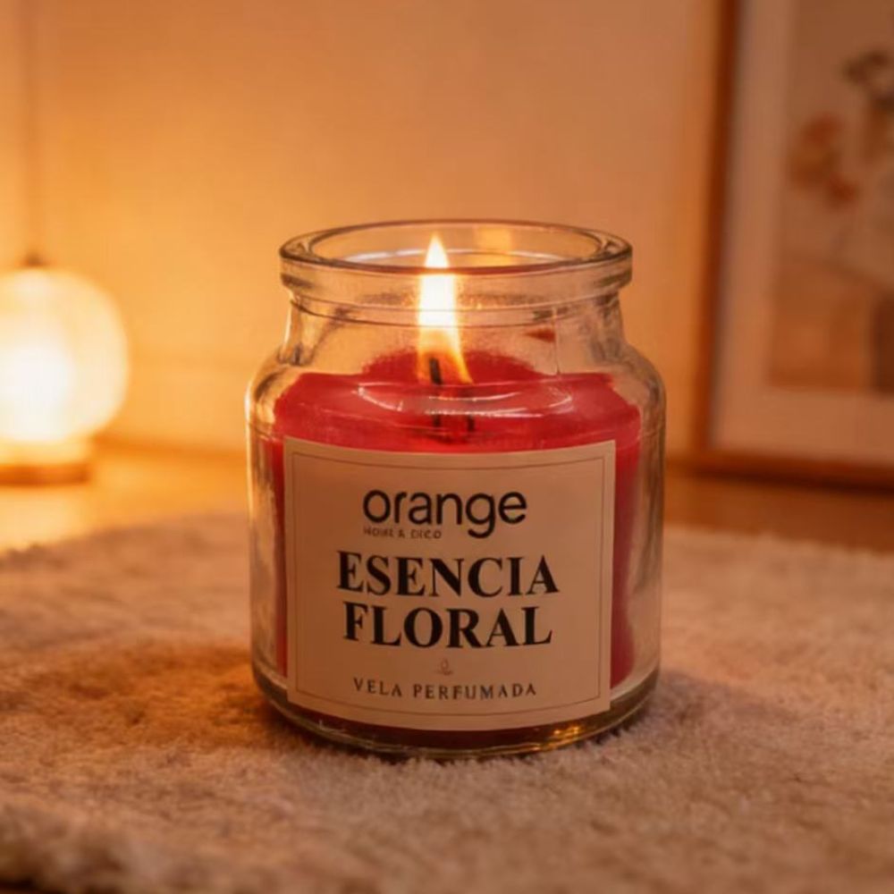 Vela Perfumada de Cera Orange Modelo Perfumada 65G con Tapa Floral