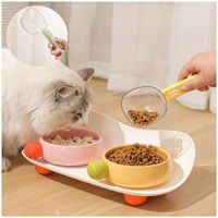 Cuchara Medidora Multiusos para Mascotas Perros y Gatos 2 en 1 Crema