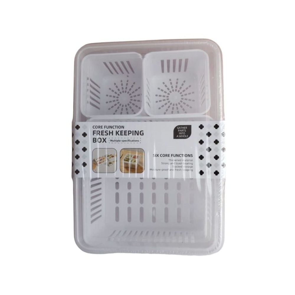Organizadores de alimentos para refrigerador con 3 cesta de drenaje
