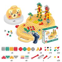 Caja de Herramientas con Taladro Eléctrico Juego Didáctico Montessori 204 Piezas Amarillo