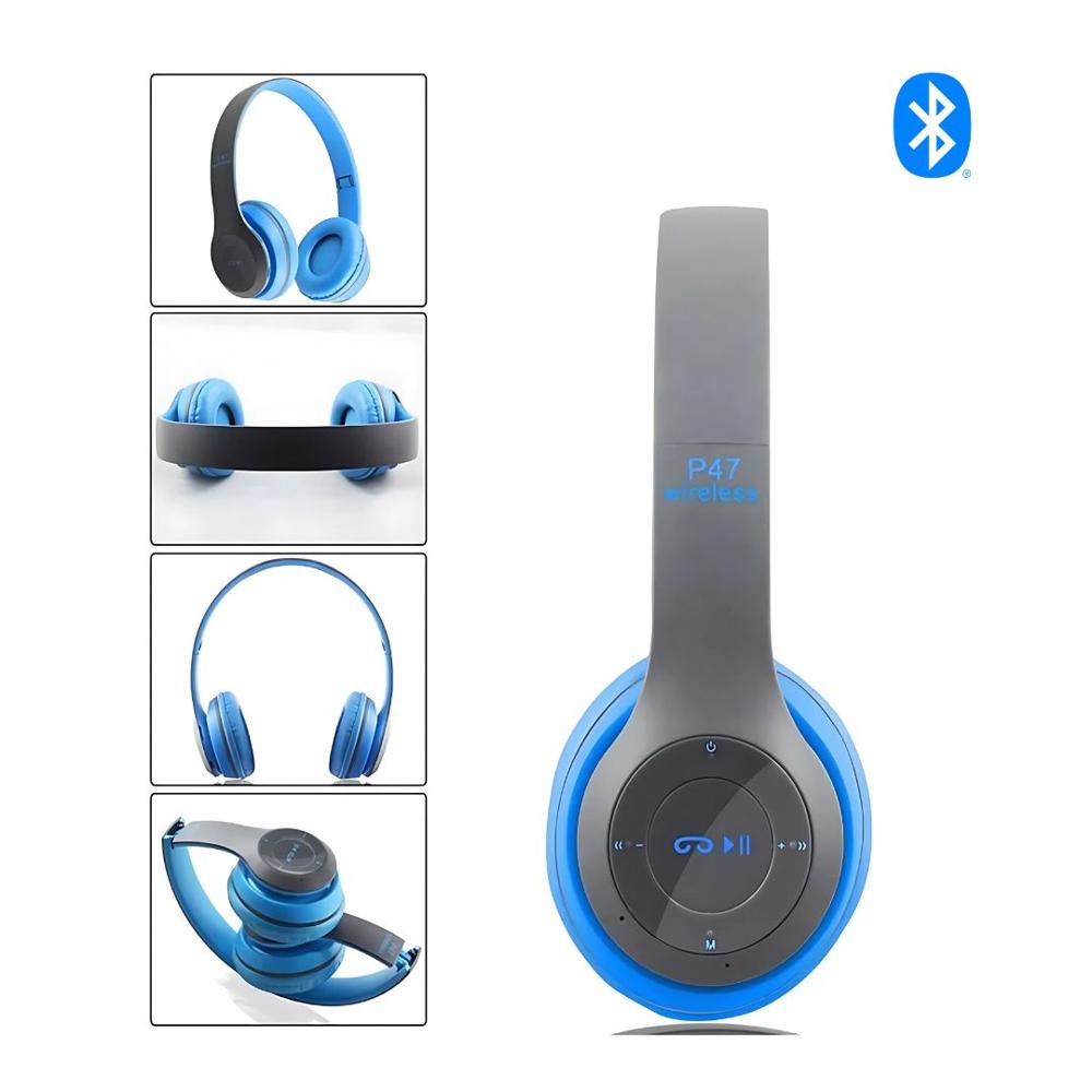 Audífonos Inalámbricos con Bluetooth P47 Azul
