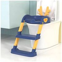 Asiento Baño Entrenamiento para Bebes Regulable Plegable con Escalera Azul