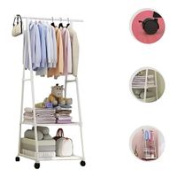 Colgador Perchero de Metal Organizador de Ropa Triangular con Ruedas Blanco