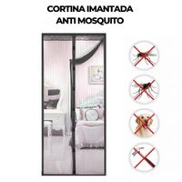 Cortina Malla Imantada Antimosquitos Zancudos Mosquitera 210x100cm Negro